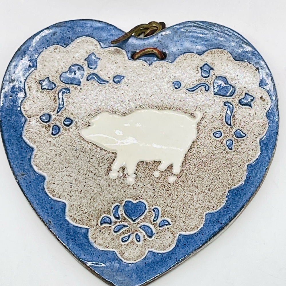 Clay city pottery trivet wall hanging PIG Design VTG kitchen pig hanging trivet